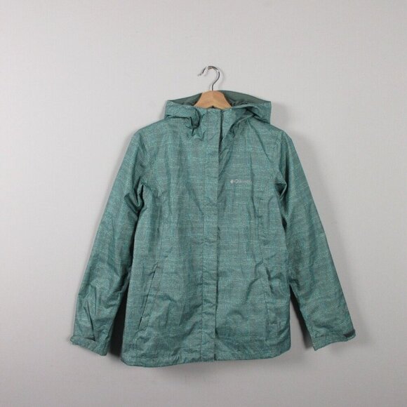 Columbia Omni Tech Zip Rain Jacket Women S Green Windbreaker Zip Pockets 342 - Picture 1 of 11
